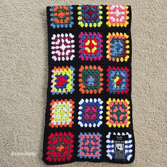 Granny Square Handmade Scarf Spelledit - Picture 1 of 9